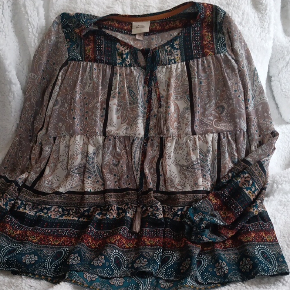 Knox Rose Multicolor Paisley Blouse Fits XS TO S..NO STRETCH